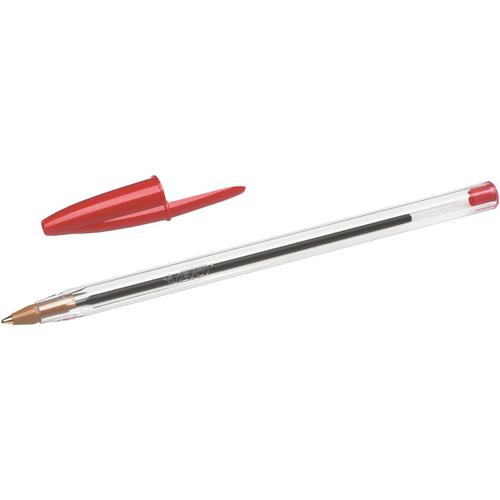 Bic Cristal Ball Pen Clear Barrel 1.0mm Tip 0.32mm Line Red Ref 8373612 [Pack 50] Bic