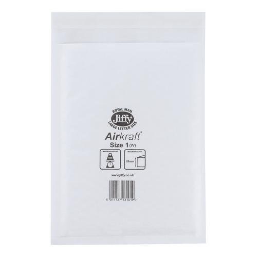 Jiffy Airkraft Bag Bubble-lined Size 1 Peel and Seal 170x245mm White Ref JL-1 [Pack 100]