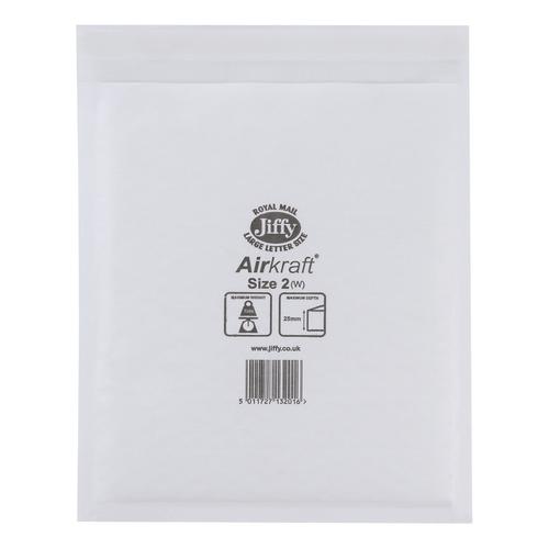 Jiffy Airkraft Bag Bubble-lined Size 2 Peel and Seal 205x245mm White Ref JL-2 [Pack 100]