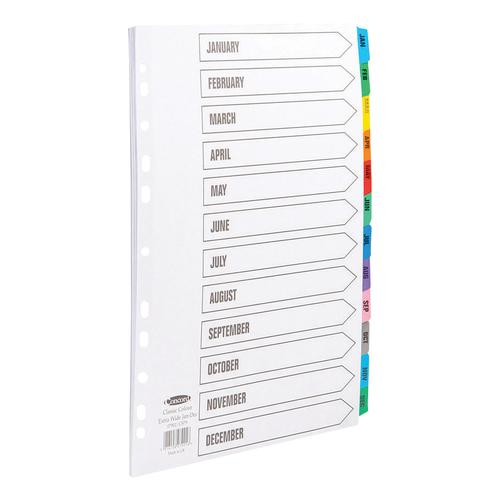 Concord Index Jan-Dec Multipunched Mylar-reinforced Multicolour-Tabs 150gsm Extra Wide A4+ White Ref CS79