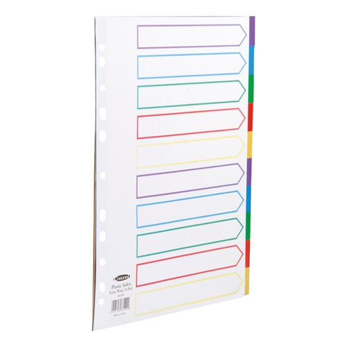 Concord Dividers 10-Part Polypropylene Reinforced Coloured-Tabs 120 Micron Extra Wide A4+ White Ref 66199 393520 Buy online at Office 5Star or contact us Tel 01594 810081 for assistance