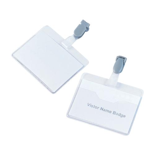 5 Star Office Name Badges Visitors Landscape with Plastic Clip 60x90mm [Pack 25]