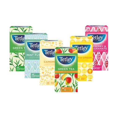 Tetley Individually Enveloped Tea Bags Fruit & Herbal Variety Box of 25 Bags Ref 1581j [Pack 6]