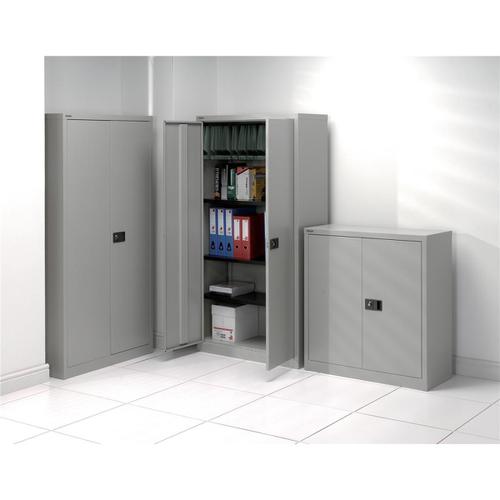 Bisley Two Door Steel Storage Cupboard 914x470x1970-1985mm with 4 Shelves Grey Ref YECB0919/4S