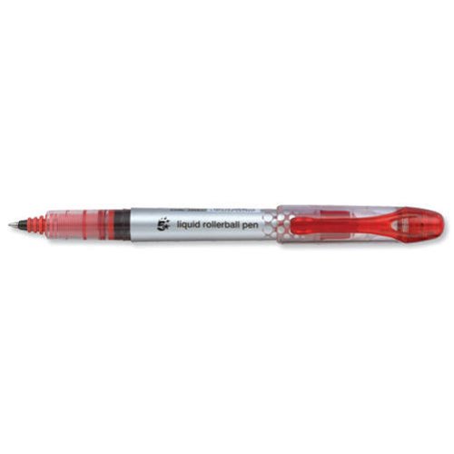 5 Star Elite Rollerball Pen Liquid Ink 0.7mm Tip 0.5mm Line Red [Pack 12]