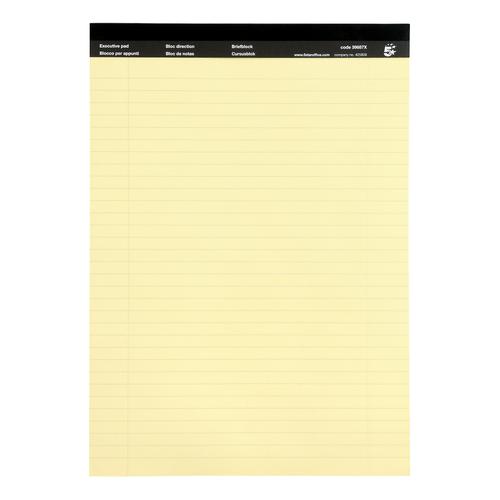 5 Star Office Executive Pad Hbd 65gsm Ruled with Blue Margin Perforated 100pp A4 Yellow Paper [Pack 10]