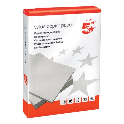 5 Star Value Copier Paper Ream-Wrapped A4 White [5RM x 500 Sheets]