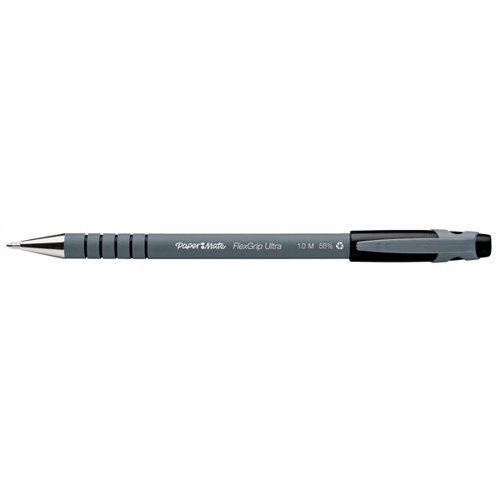 Paper Mate Flexgrip Ultra Ball Pen Medium 1.0mm Tip 0.7mm Line Black Ref PS0190113 [Pack 12]