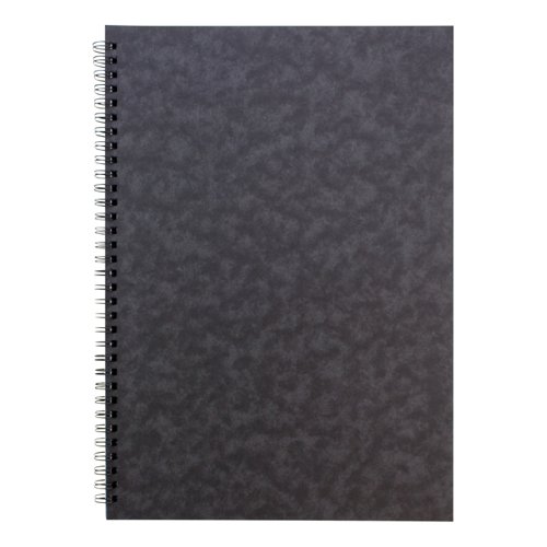 Notebook Sidebound Twin Wire 80gsm Ruled & Perforated 120pp A4 Black Pack 10