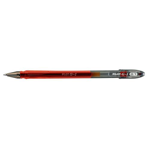 Pilot G107 Gel Ink Pen Medium 0.7mm Tip 0.39mm Line Red Ref BLG10702 [Pack 12]