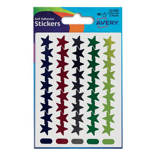 Avery Packet of Labels Star Shaped 14mm Assorted Ref 32-352 [90 Labels]