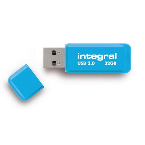 Integral Neon Flash Drive USB 3.0 Blue 32GB Ref INFD32GBNEONB