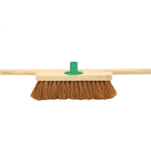 Bentley 12inch Soft Coco Broom Head with Handle & Push fit Plastic Bracket Ref SPC/F01BKT/C4