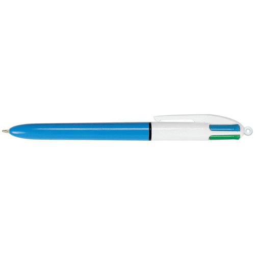 Bic 4-Colour Ball Pen Medium 1.0mm Tip 0.32mm Line Blue Black Red Green Ref 801867 Pack 12