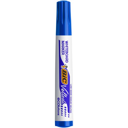 Bic Velleda 1751 Whiteboard Marker Chisel Tip Line Width 3.7-5.5mm Blue Ref 904947 [Pack 12]