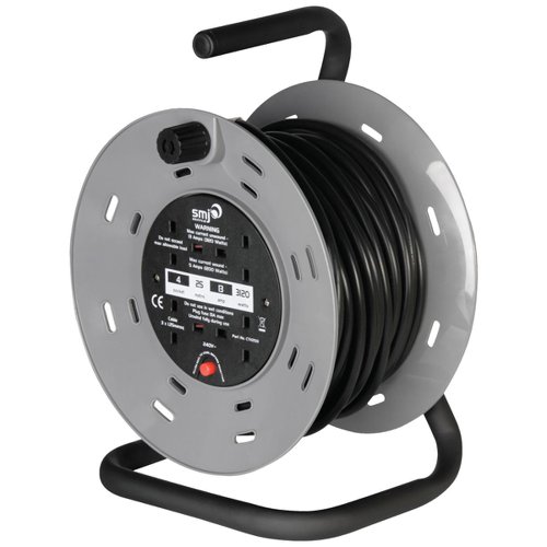 25 Metre 13 Amp 4 Socket outlet Metal Frame Cable Reel 