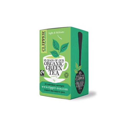 Clipper Organic Green Tea Fairtrade Light and Refreshing Teabags Ref A06744 [Pack 25]  4059825