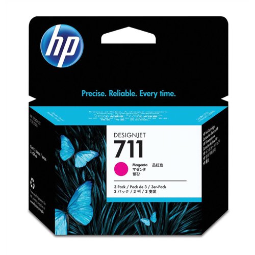 Hewlett Packard [HP] No.711 Inkjet Cartridge 29ml Magenta Ref CZ135A [Pack 3]