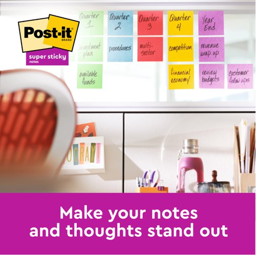 Post-it® Super Sticky Z-Notes Boost Colours 76x76 mm 90Sheets Ref R330-5SS-BOOS [Pack 5]