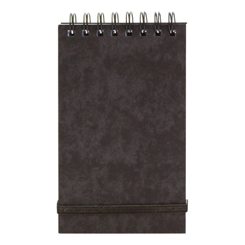 Note Pad Headbound Twin Wire 80gsm Ruled/Perforated/Elastic Strap 120pp 76x127mm Black Pack 10