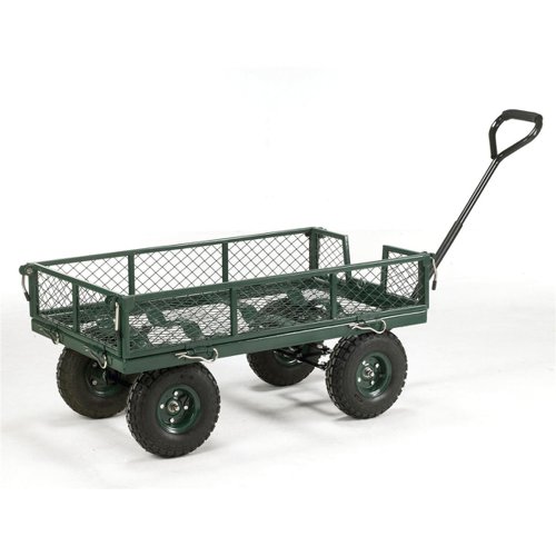 Platform Truck Toptruck Mesh Four Sided Capacity 250kg Pneumatic Wheels Green