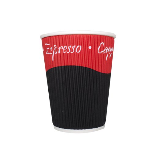 Ripple Paper Cups Triple Walled PE Lining 12oz 350ml [Pack 25]