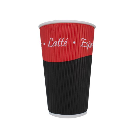 Ripple Paper Cups Triple Walled PE Lining 16oz 450ml [Pack 25]