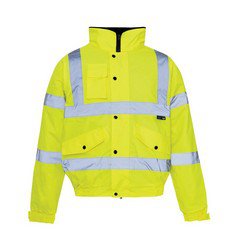 High Visibility Bomber Jacket Weather Proof With Padded Lining XL Yellow 