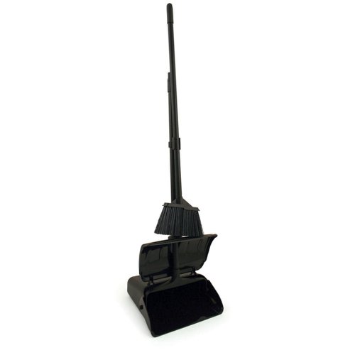 Bentley Dustpan and Brush Set Heavy Duty Long Handled With Lid Black Ref SPC/LPB [SET]