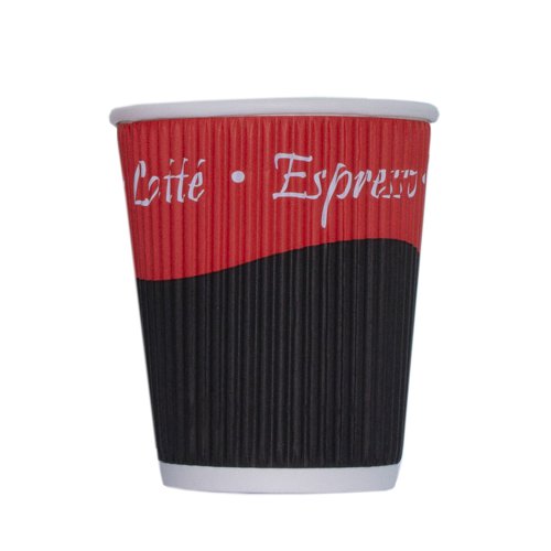 Ripple Paper Cups Triple Walled PE Lining 8oz 236ml [Pack 25]