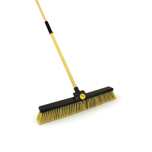 Bentley Broom Bulldozer Dual Purpose Soft/Stiff PVC Yard Broom & Metal Handle 24inch Ref SPC/HQ16