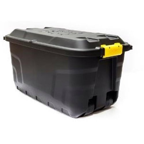 Strata Storage Trunk with Lid and Wheels 75Litres W770xD420xH400mm Heavy Duty Black Ref XW441-BLK/YEL-SP [Each]