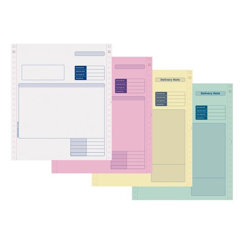 Sage Compatible Invoice 4 Part NCR Paper with Tinted Copies Ref SE04 [Pack 500]