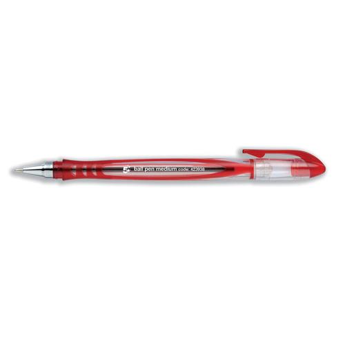 5 Star Office Grip Ball Pen Medium 1.0mm Tip 0.4mm Line Red [Pack 20]