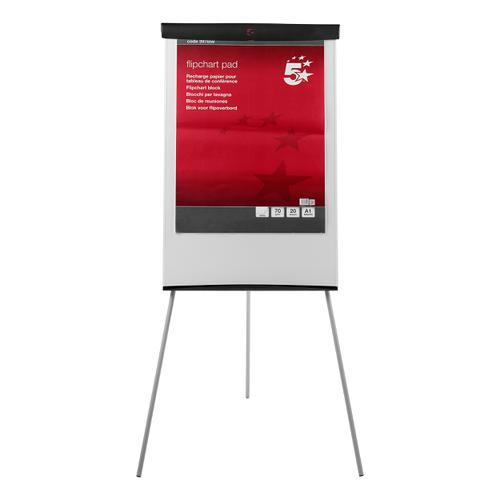 5 Star Office Flipchart Easel with W670xH990mm Board W700xD82xH1900mm Black Trim The OT Group