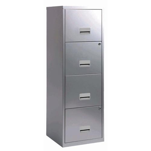 Pierre Henry Filing Cabinet Steel 4 Drawer A4 400x400x1250mm Silver Ref 595044