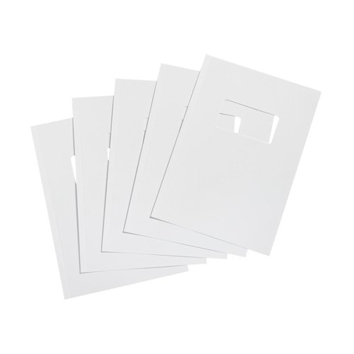 5 Star Office Binding Covers 250gsm Window A4 Gloss White [Pack 100]