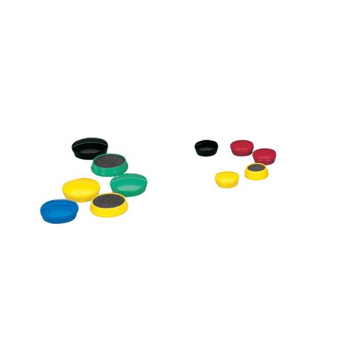 5 Star Office Round Plastic Covered Magnets 25mm Assorted [Pack 10]