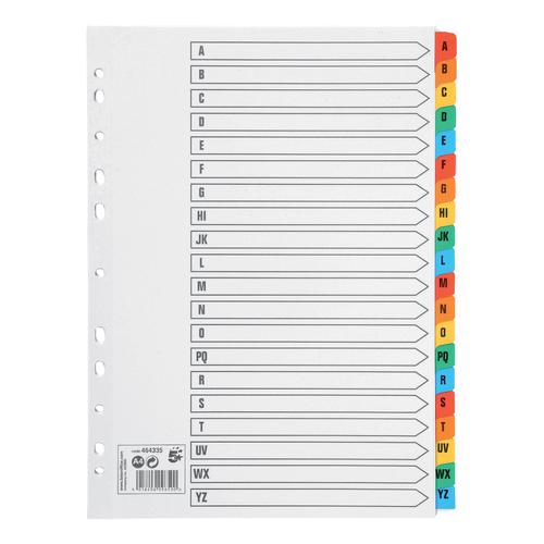 5 Star Office Index A-Z 20-Part Multipunched Mylar-reinforced Multicolour-Tabs 160gsm A4 White