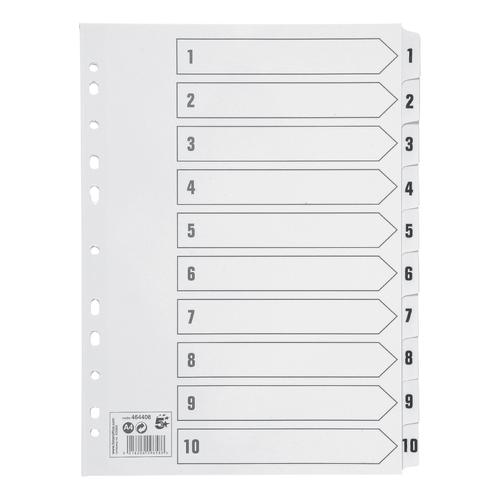 5 Star Maxi Index Extra-wide 230 micron Card with Coloured Mylar Tabs 1-12 A4 White