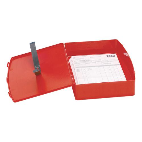 5 Star Office Box File Capacity 70mm Polypropylene Twin Clip Lock Foolscap Red  464548