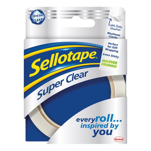 Sellotape Super Clear Premium Quality Easy Tear Tape 24mmx50m Ref 1569087 [Pack 6]