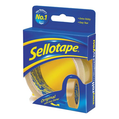 Sellotape Original Golden Tape Roll Non-static Easy-tear Retail Pack 24mmx50m Ref 1629146 [Pack 6]
