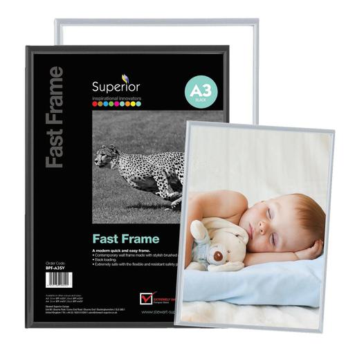 5 Star Facilities Snap Photo Frame with Non-glass Polystyrene Front Back-loading A4 297x210mm Black  47119X