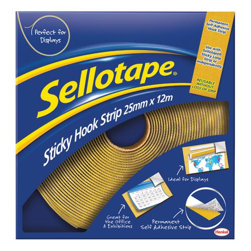Sellotape Permanent Sticky Hook Strip 25mmx12m Yellow Ref 1445179
