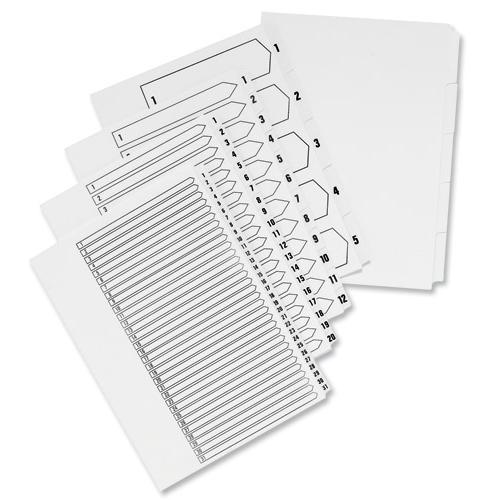 Concord Presentation Index 1-5 Unpunched Mylar-reinforced Tabs 150gsm A4 White Ref 75101 [Pack 20] Pukka Pads Ltd