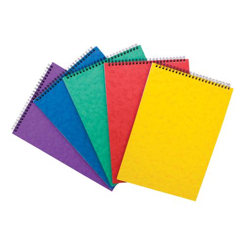 Notebook Headbound Twin Wire 80gsm Ruled & Perforated 120pp A4 Assorted Colours A [Pack 10]