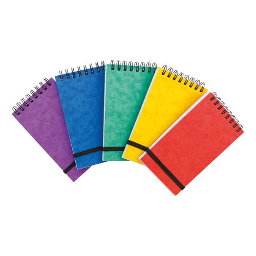 Note Pad Headbound Twin Wire 80gsm Ruled/Perfd/Elastic Strap 120pp 76x127mm Asstd Colours A [Pack 20]  473883