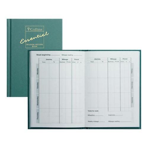 Collins Mileage Record Book 64 Pages 148x105mm Green Ref MRB1