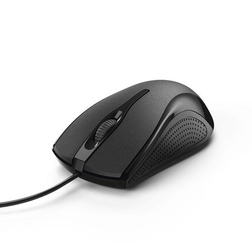 Hama MC-200 Mouse Wired Optical Three-Button Scrolling USB Optical 800dpi Both Handed Black Ref 86560